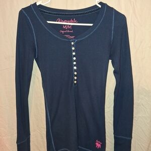 Aeropostale Dark Blue Long Sleeve Henley Top